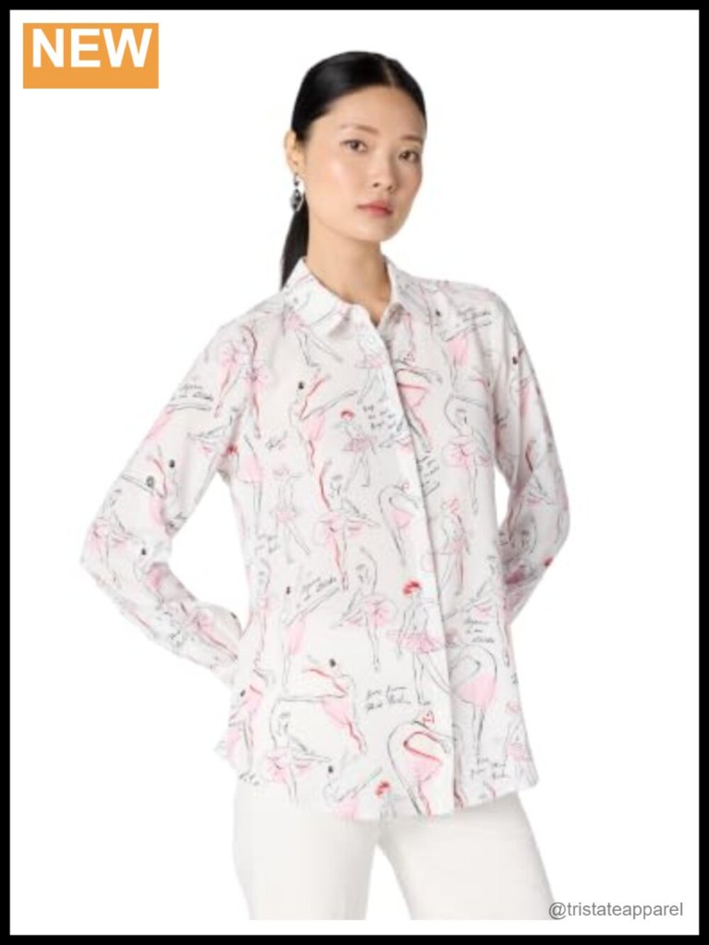 Printed Whimsical Blouse with Dolman Sleeves - Floral Design, 100% Polyester,